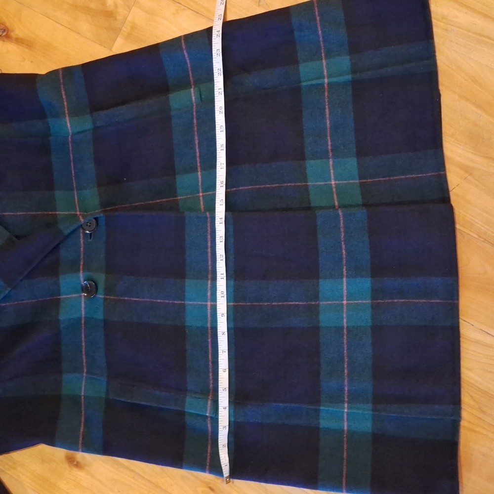 NWOT Talbots Double Face Wool Blend Tartan Coat Blue Green Size 12 Petite - Picture 13 of 14
